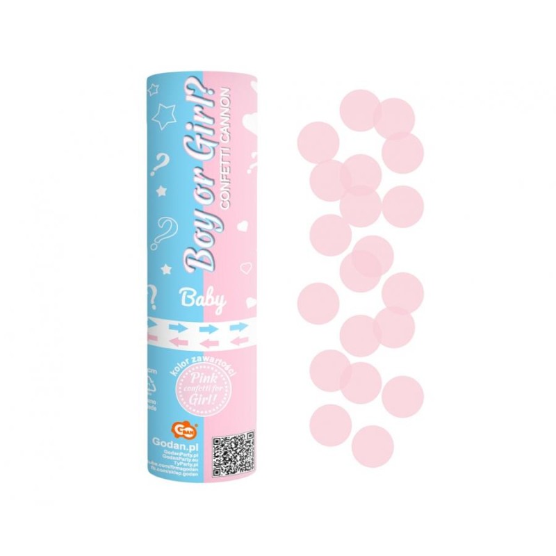 Tun de confetti Boy or Girl light pink paper circles, 15 cm