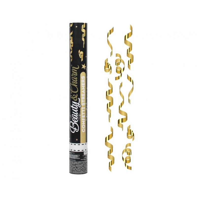 Tun de confetti Streamers Gold / 40 cm
