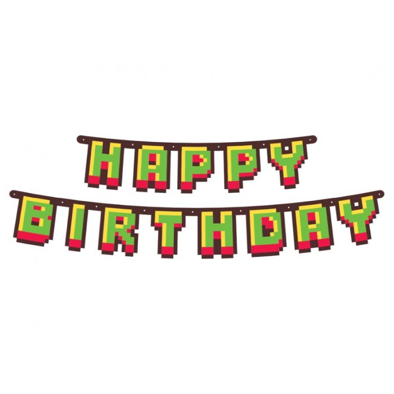 Ghirlandă de hârtie Happy Birthday Game On, 160 cm