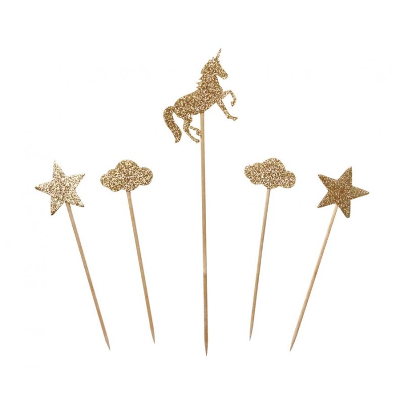 God decoratiuni Unicorn gold glitter, 5 pcs
