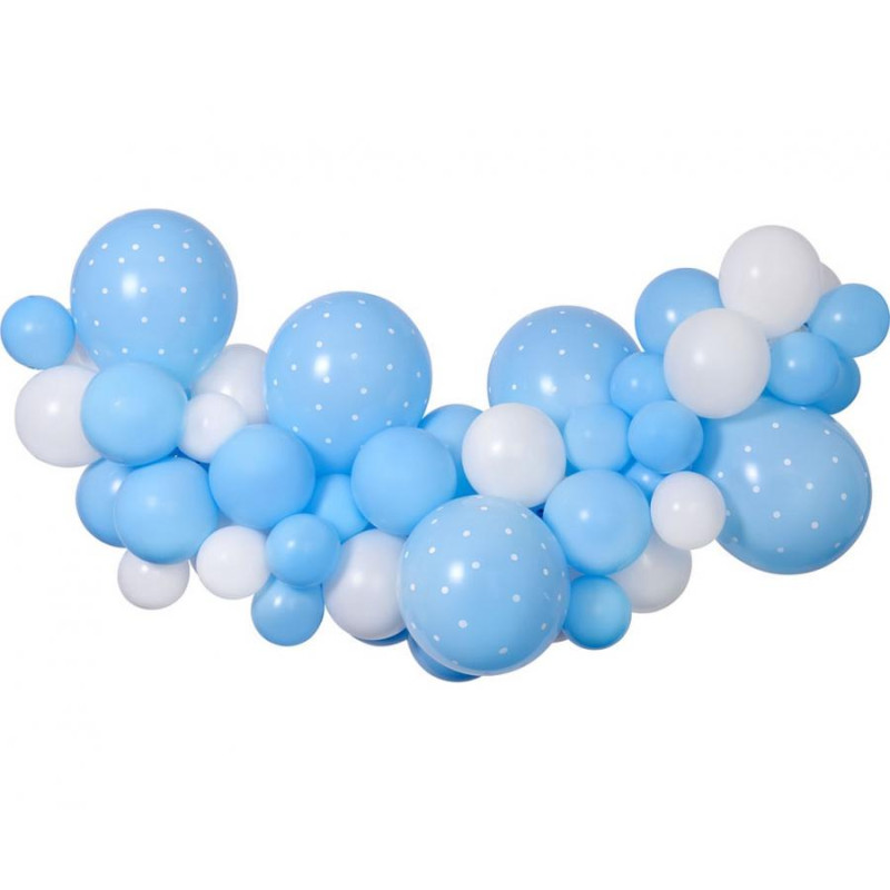 Ghirlandă de baloane DIY Baby Blue, 65 de baloane + bandă