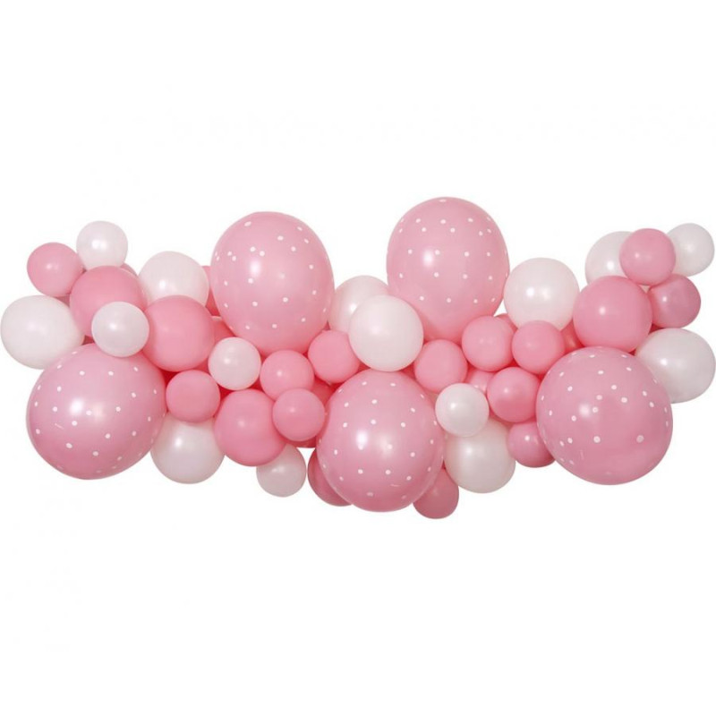 Ghirlandă de baloane DIY Baby Pink, 65 de baloane + bandă