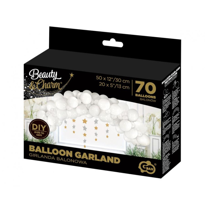 Ghirlandă baloane B&C albă, 70 buc.