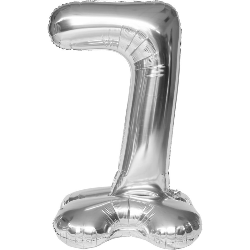 Balon folie cifra 7 argintiu Stand Up 127 cm