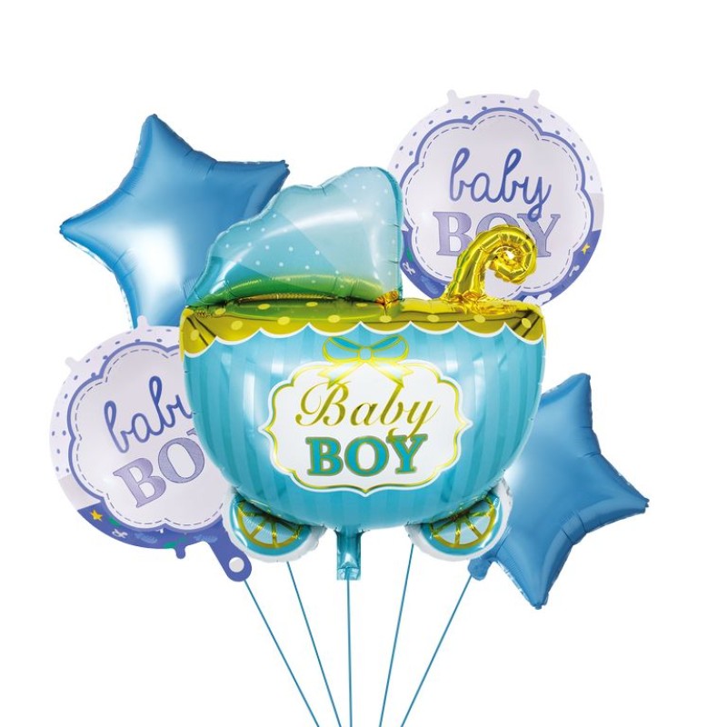 Set 5 baloane baby boy baiat culoare albastra