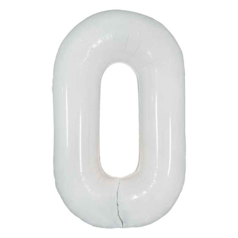 Balon folie cifra 0 milky white 101 cm