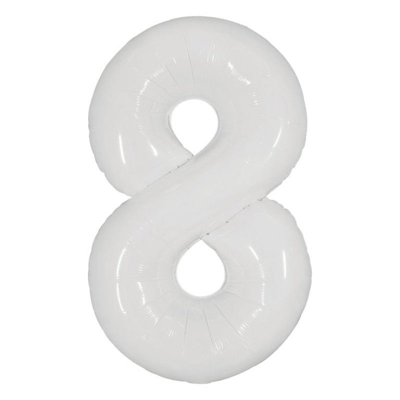 Balon folie cifra 8 milky white 101 cm
