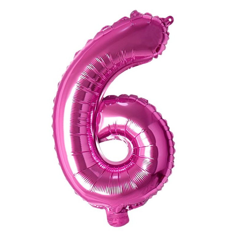 Balon folie cifra 6 pink 40 cm