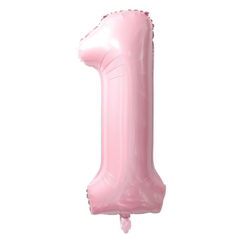 Balon folie cifra 1 baby pink 101 cm