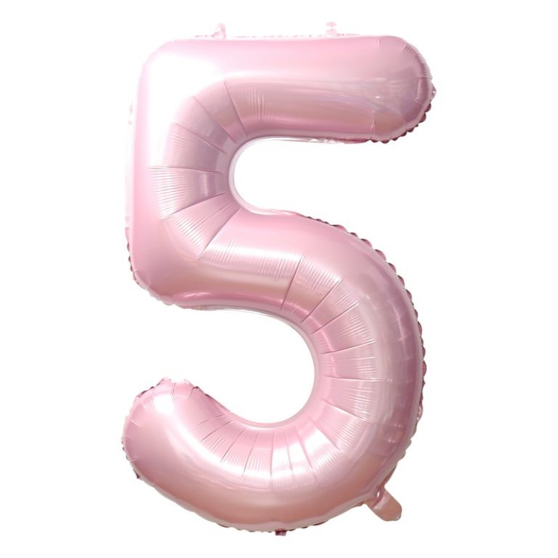 Balon folie cifra 5 baby pink 101 cm