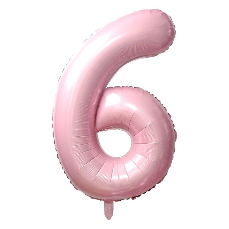 Balon folie cifra 6 baby pink 101 cm