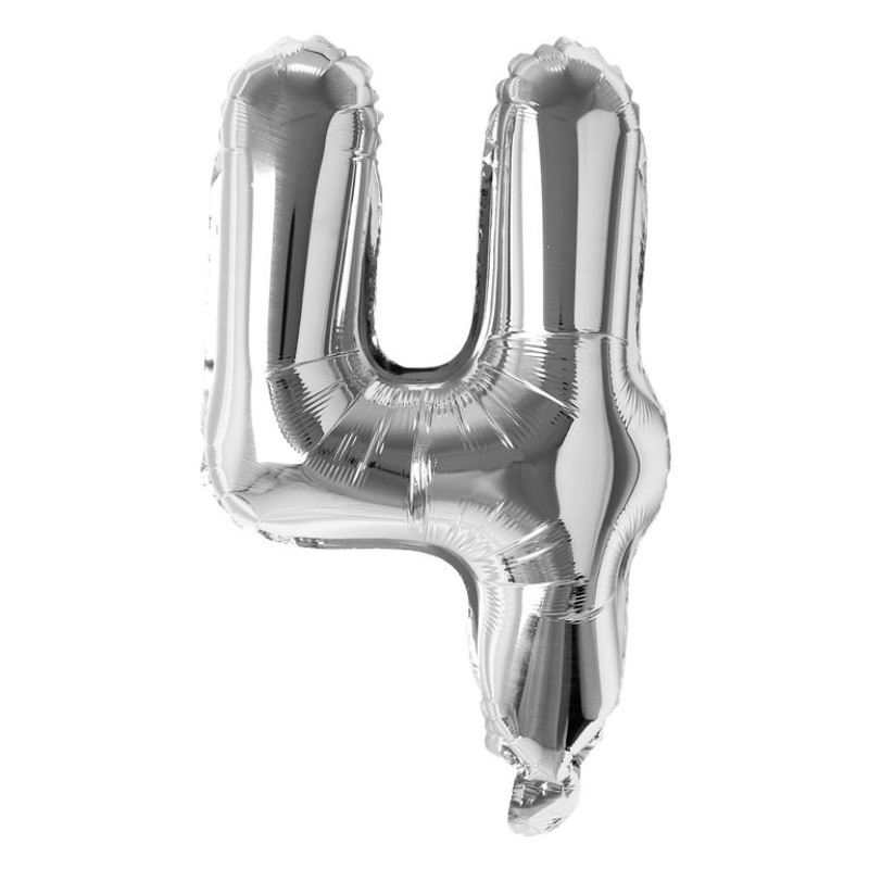 Balon folie cifra 4 argintiu 40 cm