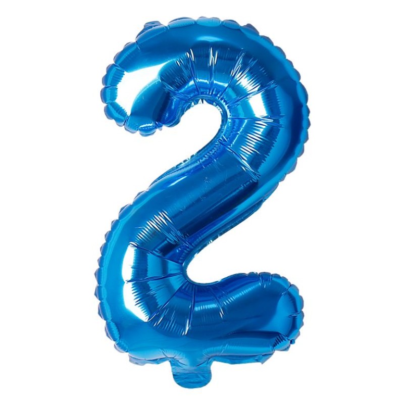 Balon folie cifra 2 albastru 40 cm