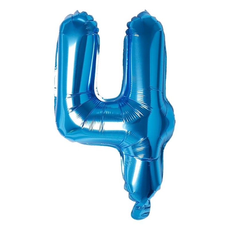 Balon folie cifra 4 albastru 40 cm