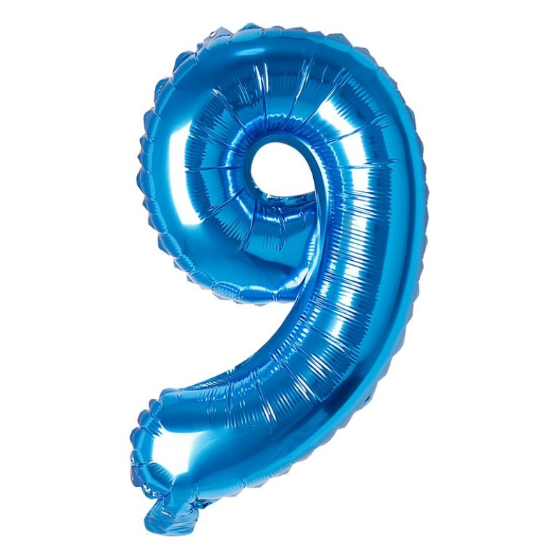 Balon folie cifra 9 albastru 40 cm