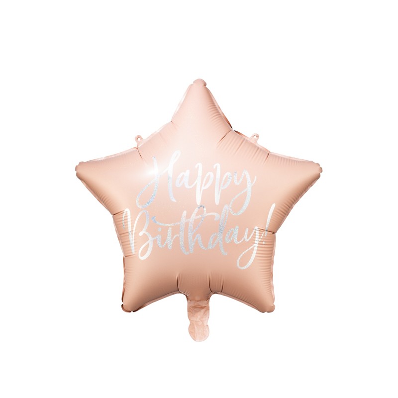 Balon folie Happy Birthday, 40cm, light powder pink