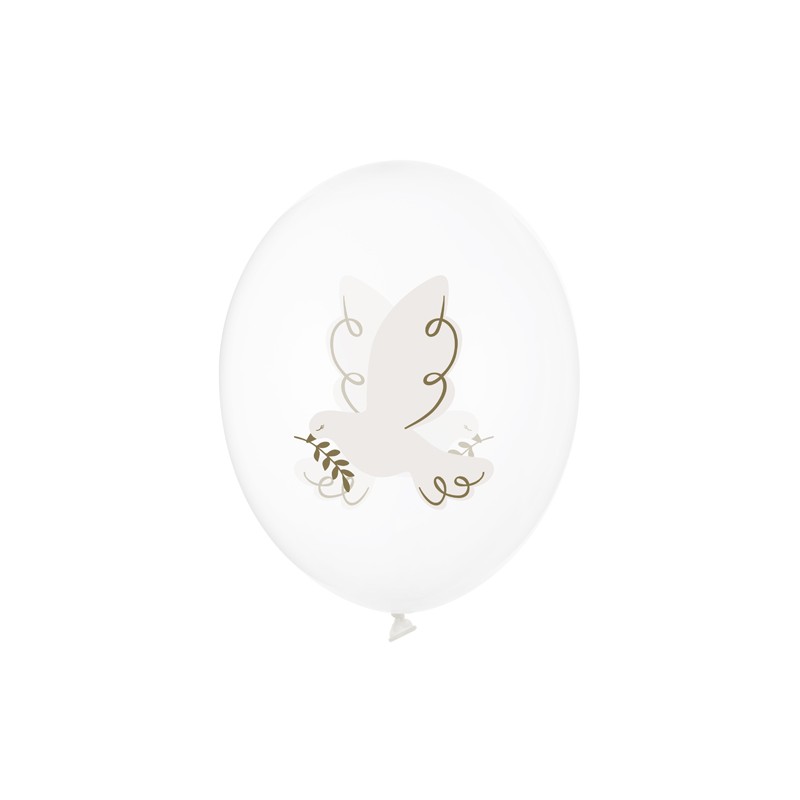 Balloons 30 cm, Dove, Crystal Clear 6buc/set