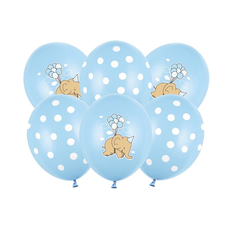Balloons 30cm, Elephant, Pastel Baby Blue Mix 6buc/set