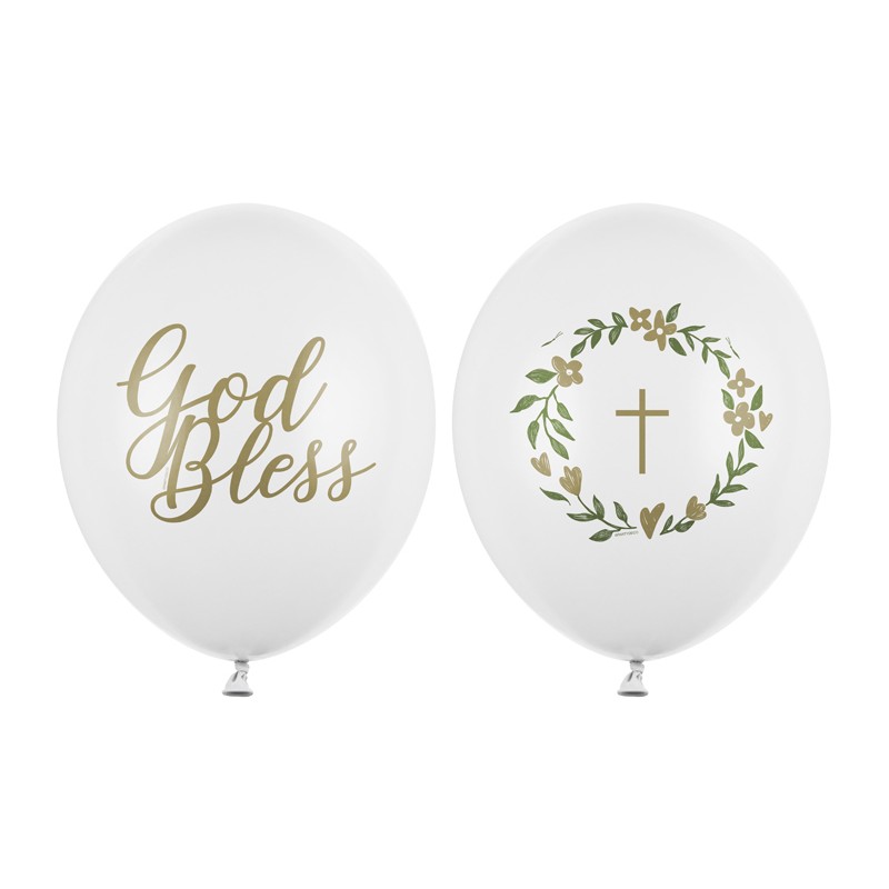 Balloons 30 cm, God Bless, Pastel Pure White