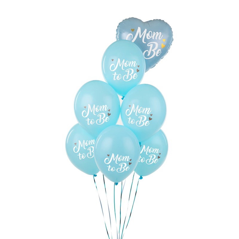 Balloons 30 cm, Mom to Be, Pastel Light Blue